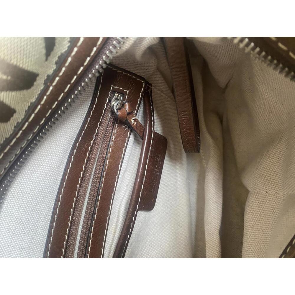 Michael Kors Brown MK Logo Canvas and Leather Shoulder Bag - Picture 5 of 8